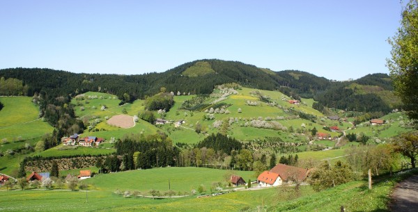 Unser Hof liegt im Tal, in der Mitte rechter Seite